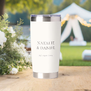 Classic Soft Ivory and Charcoal Wedding Insulated Tumbler