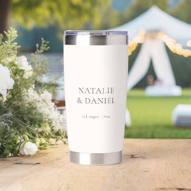 Classic Soft Ivory and Charcoal Wedding Insulated Tumbler (Wedding (Rotated))