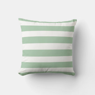 Classic soft sage green white strips cushion