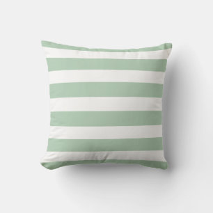 Classic soft sage green white strips cushion