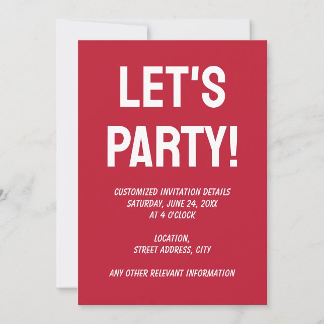 Classic solid True red Invitation (Front)