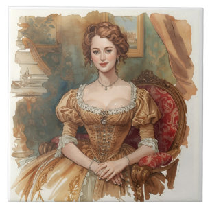 Classic,Sophisticated Aristocrat in Beautiful Gown Tile