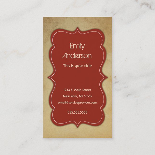 Classic Sophisticated Vintage Red Business Card (Front)