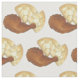 Classic Soul Food Fried Chicken and Waffles Diner Fabric