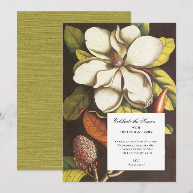 Classic Southern Magnolia Invitation (Front/Back)
