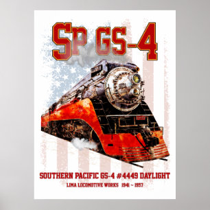 Classic Southern Pacific GS-4 Steam Locomotive Poster