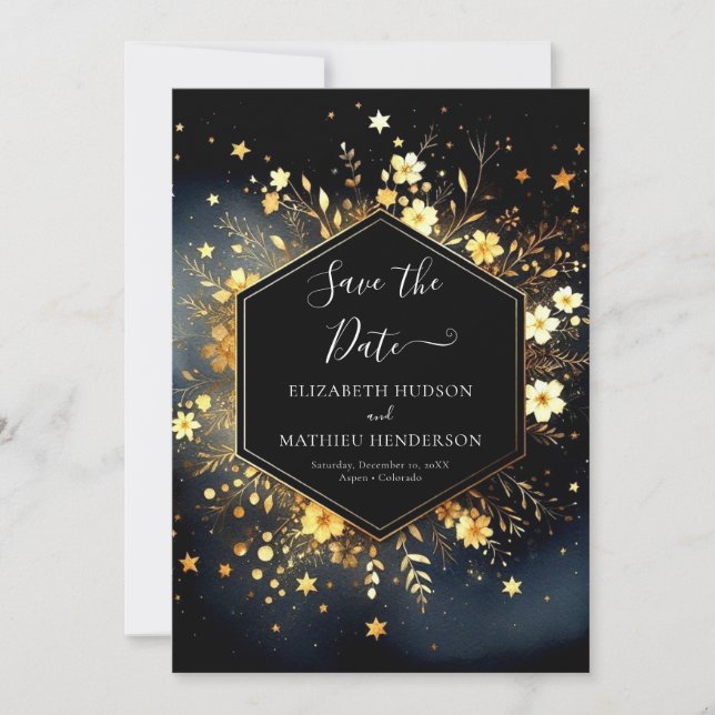 Classic Space Celestial Wedding Save The Date (Front)
