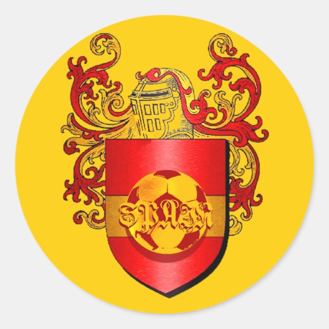 Classic Spanish Soccer Futbol coat of arms Classic Round Sticker (Front)