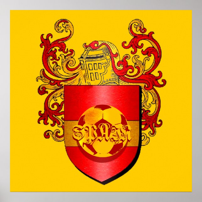 Classic Spanish Soccer Futbol coat of arms Poster (Front)