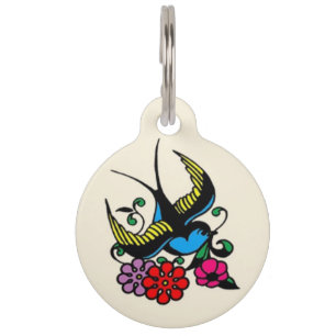 Classic Sparrow Tattoo Pet ID Tag