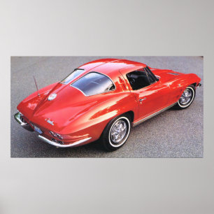 Classic Split Window Red Corvette Poster