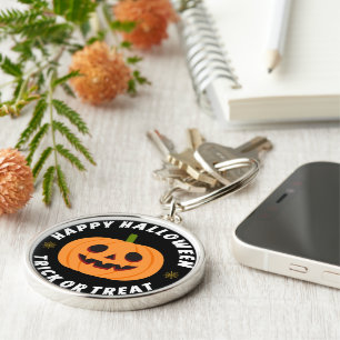 Classic Spooky Jack-o'-Lantern Key Ring