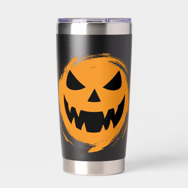Classic, spooky pumpkin face insulated tumbler (Front)