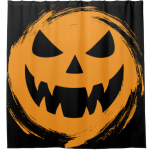 Classic, spooky pumpkin face shower curtain