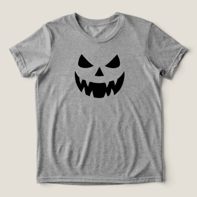 Classic, spooky pumpkin face Tri-Blend shirt (Design Front)