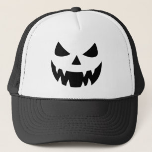Classic, spooky pumpkin face trucker hat
