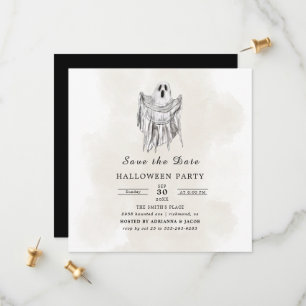 Classic Spooky Woods Sheet Ghost Halloween Save The Date