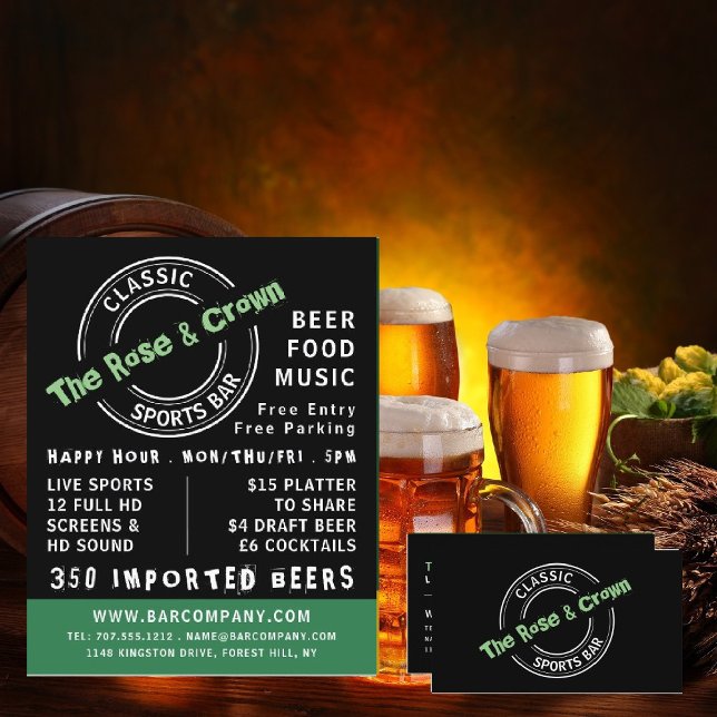 Classic Sports Bar Logo, Pub/Brewery Business Card (Creator Uploaded)