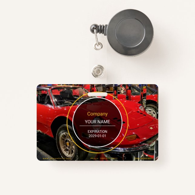 Classic Sports Car Badge ID Badge (Front with Retractable)