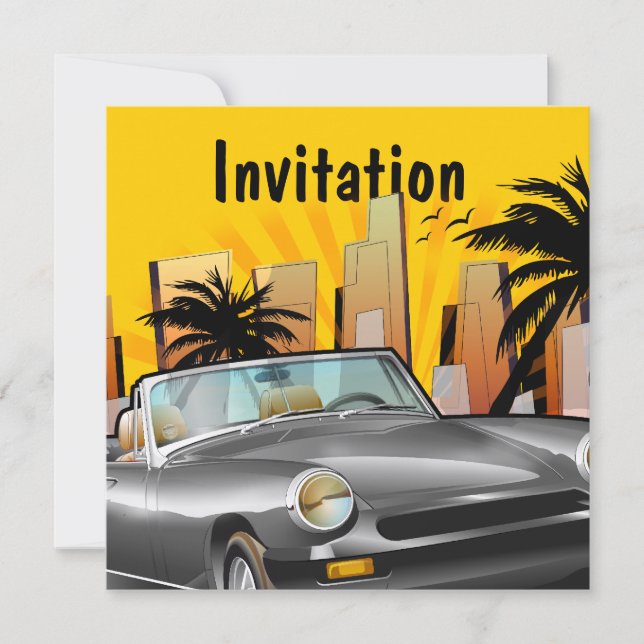 Classic sports car invitation (Front)
