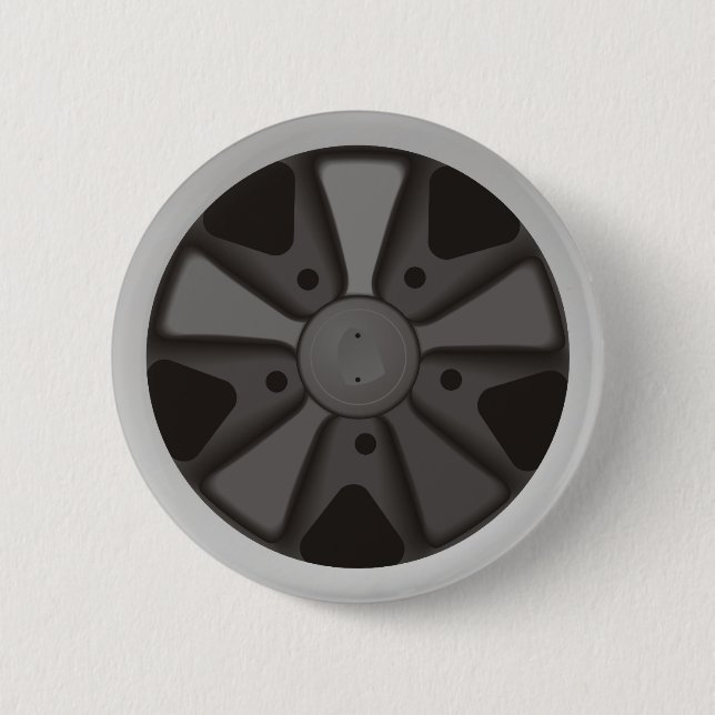 Classic sports car racing wheel used on 911 6 cm round badge (Front)