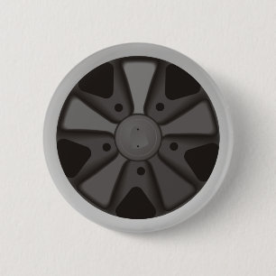 Classic sports car racing wheel used on 911 6 cm round badge
