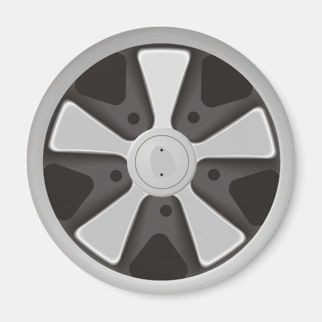 Classic sports car racing wheel used on 911 magnet (Front)