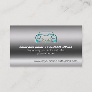 Classic Sportscar Logo on Brushed Steel-effect Business Card