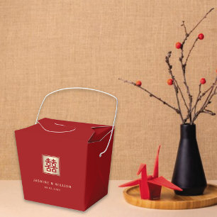 Classic Square Double Happiness Chinese Wedding Favour Box