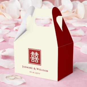 Classic Square Double Happiness Chinese Wedding Favour Box