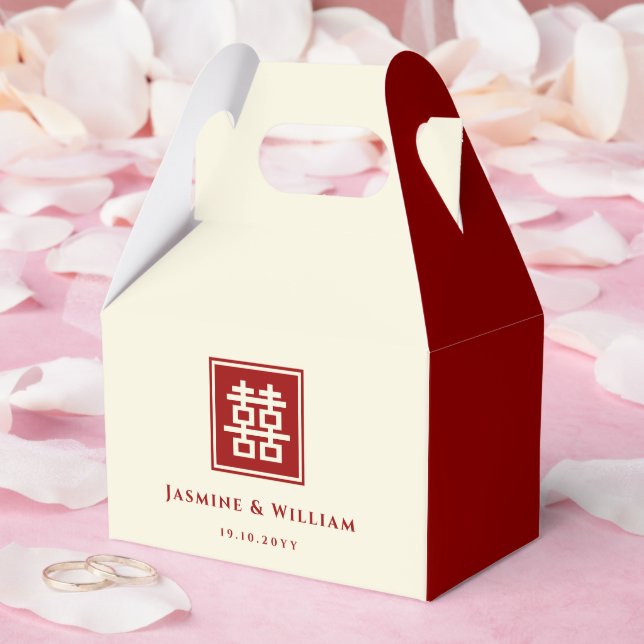 Classic Square Double Happiness Chinese Wedding Favour Box (Wedding)
