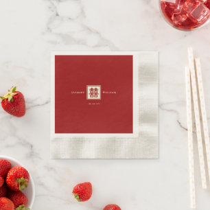 Classic Square Double Happiness Chinese Wedding Napkin