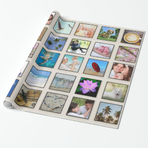 Classic Square Frame Custom Photo Collage Wrapping Paper