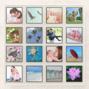 Classic Square Frame Photo Collage Glass Coaster