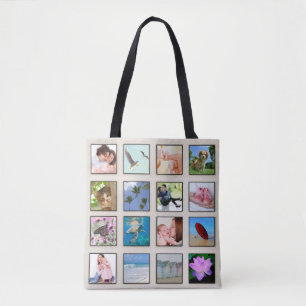 Classic Square Frame Photo Collage Tote Bag