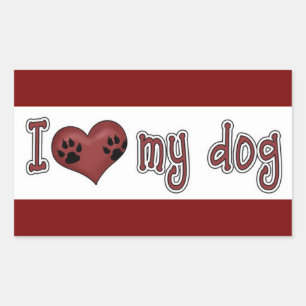 Classic Square Sticker/I Love my Dog Rectangular Sticker