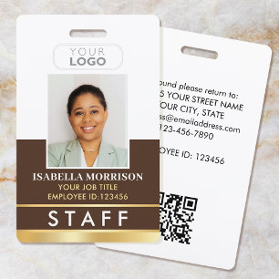 Classic Staff ID Name Logo Brown Gold Gradient ID Badge