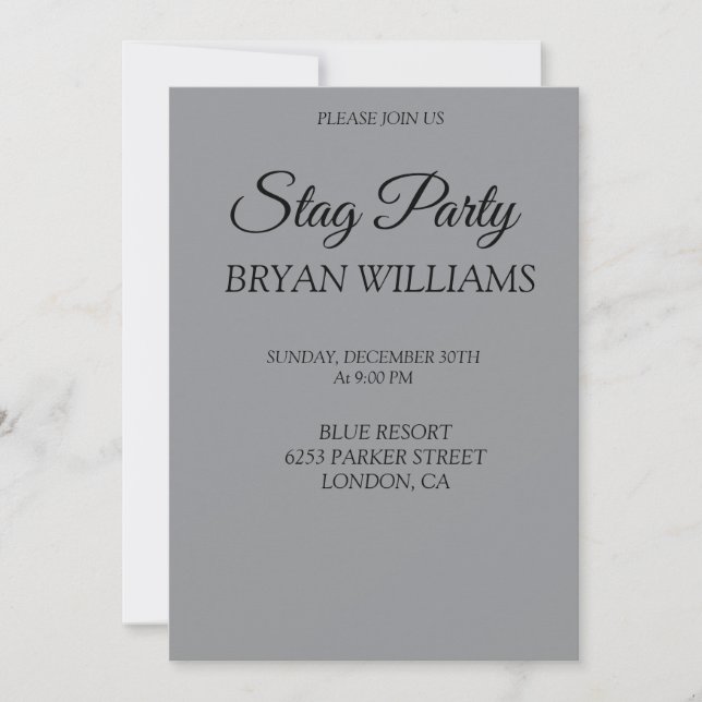 Classic Stag Party Invitation (Front)