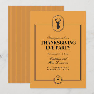 Classic Stag Thanksgiving Eve Pinstripe Invitation