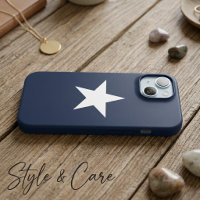 Classic Star Motif Navy Blue iPhone 15 Case