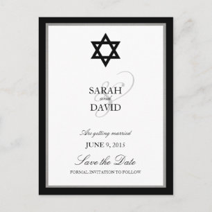 Classic Star of David Jewish Wedding Save the Date Announcement Postcard