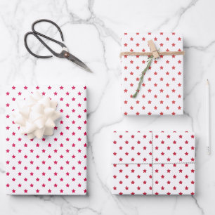 Classic Stars 3 Red - White Wrapping Paper Sheet