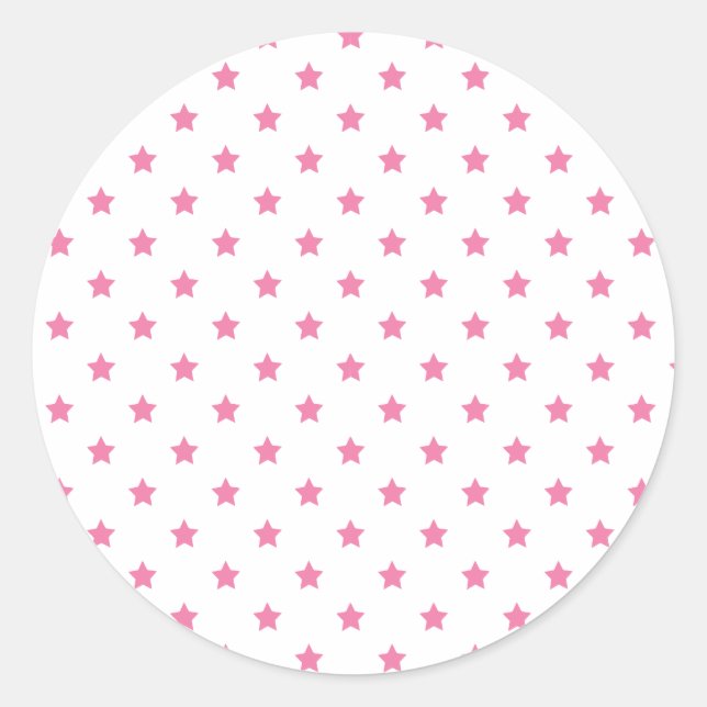 Classic Stars Fuchsia Pink - White Classic Round Sticker (Front)