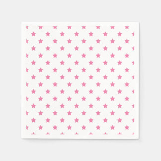 Classic Stars Fuchsia Pink - White Napkin