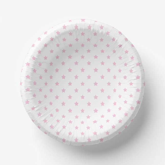 Classic Stars Light Pink - White Paper Plate (Front)