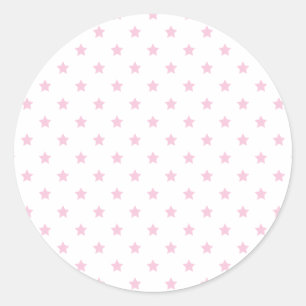 Classic Stars Light Pink - White Round Sticker