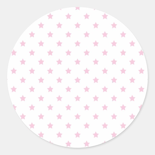 Classic Stars Light Pink - White Round Sticker (Front)