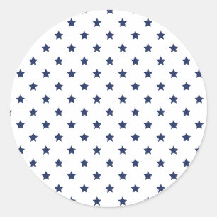 Classic Stars Navy Blue - White Round Sticker
