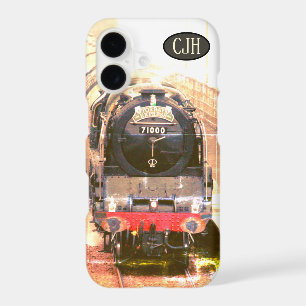 Classic steam loco, on the tracks, your monogram