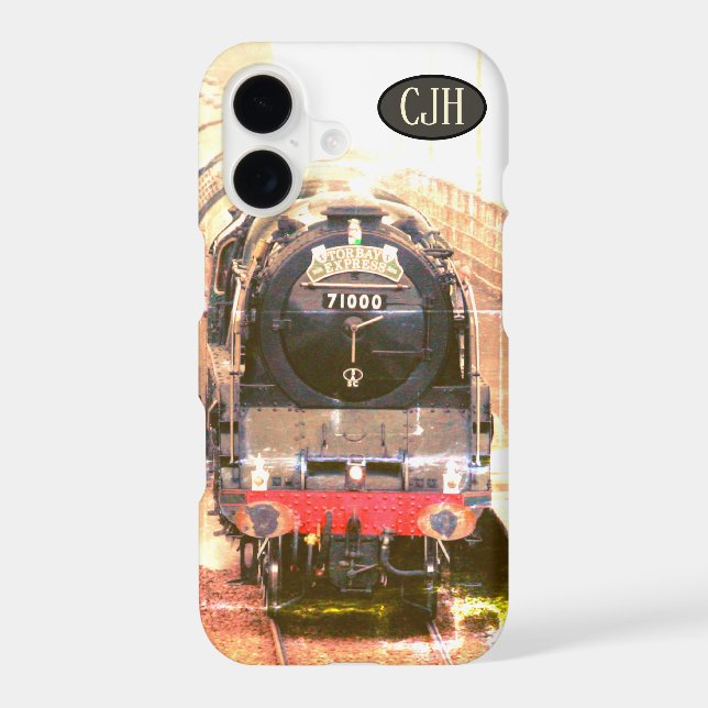 Classic steam loco, on the tracks, your monogram (Back)